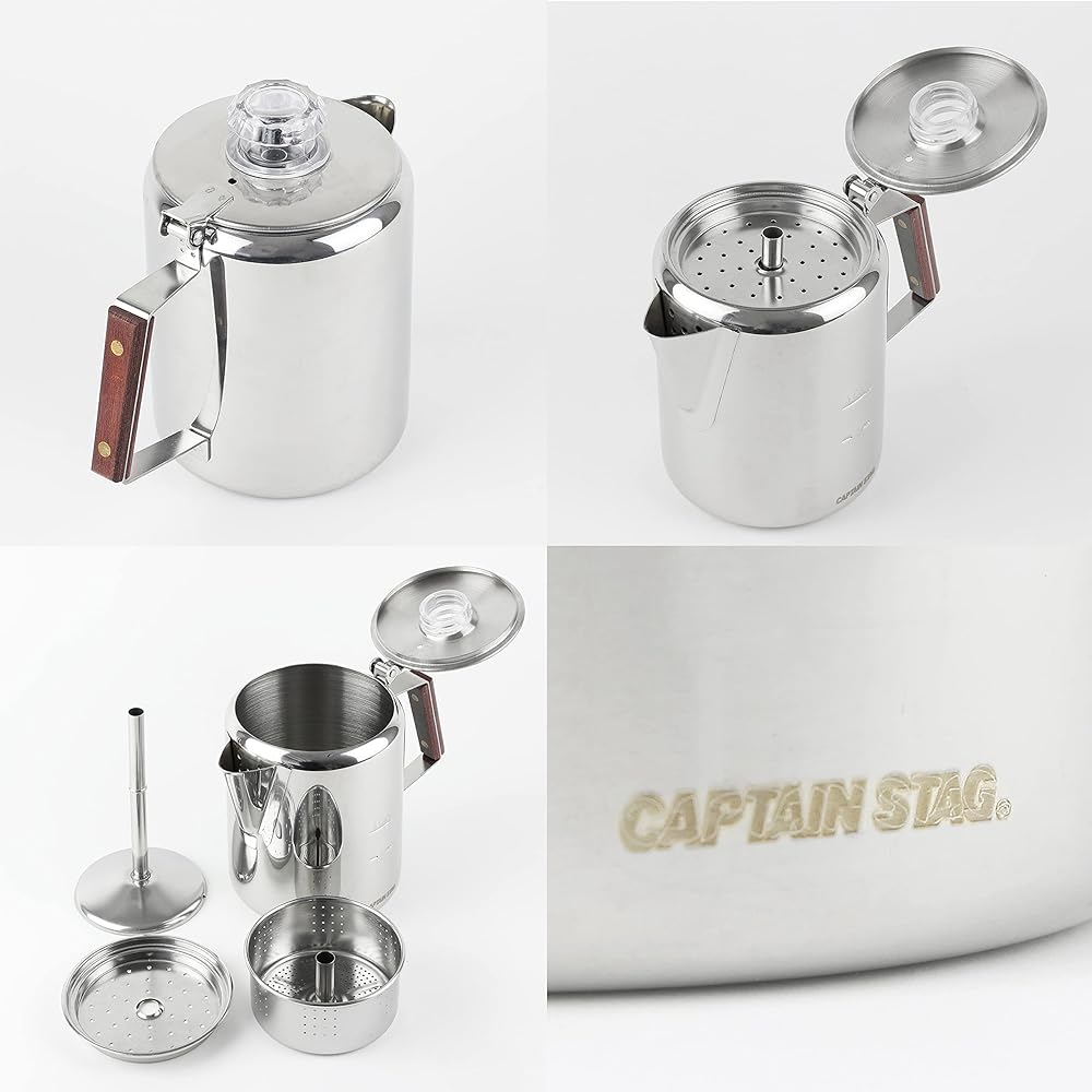CAPTAIN STAG Coffee Pot Percolator 18-8 Stainless Steel M-1224/M-1225/UW-3531