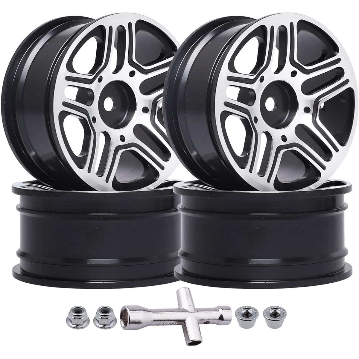 Aluminum Metal 12mm Hex 1/10 On-Road Wheels for RC Touring Car Tamiya TT02 TT01 Traxxas 4Tec 2.0 HSP Flying Fish 94123 Redcat EPX Drift Car 4pcs