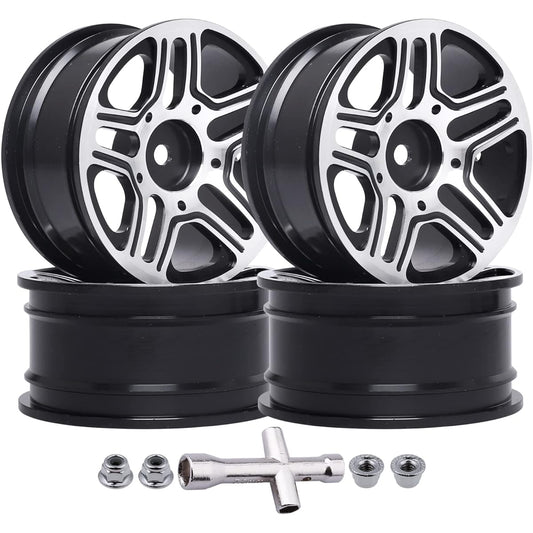 Aluminum Metal 12mm Hex 1/10 On-Road Wheels for RC Touring Car Tamiya TT02 TT01 Traxxas 4Tec 2.0 HSP Flying Fish 94123 Redcat EPX Drift Car 4pcs