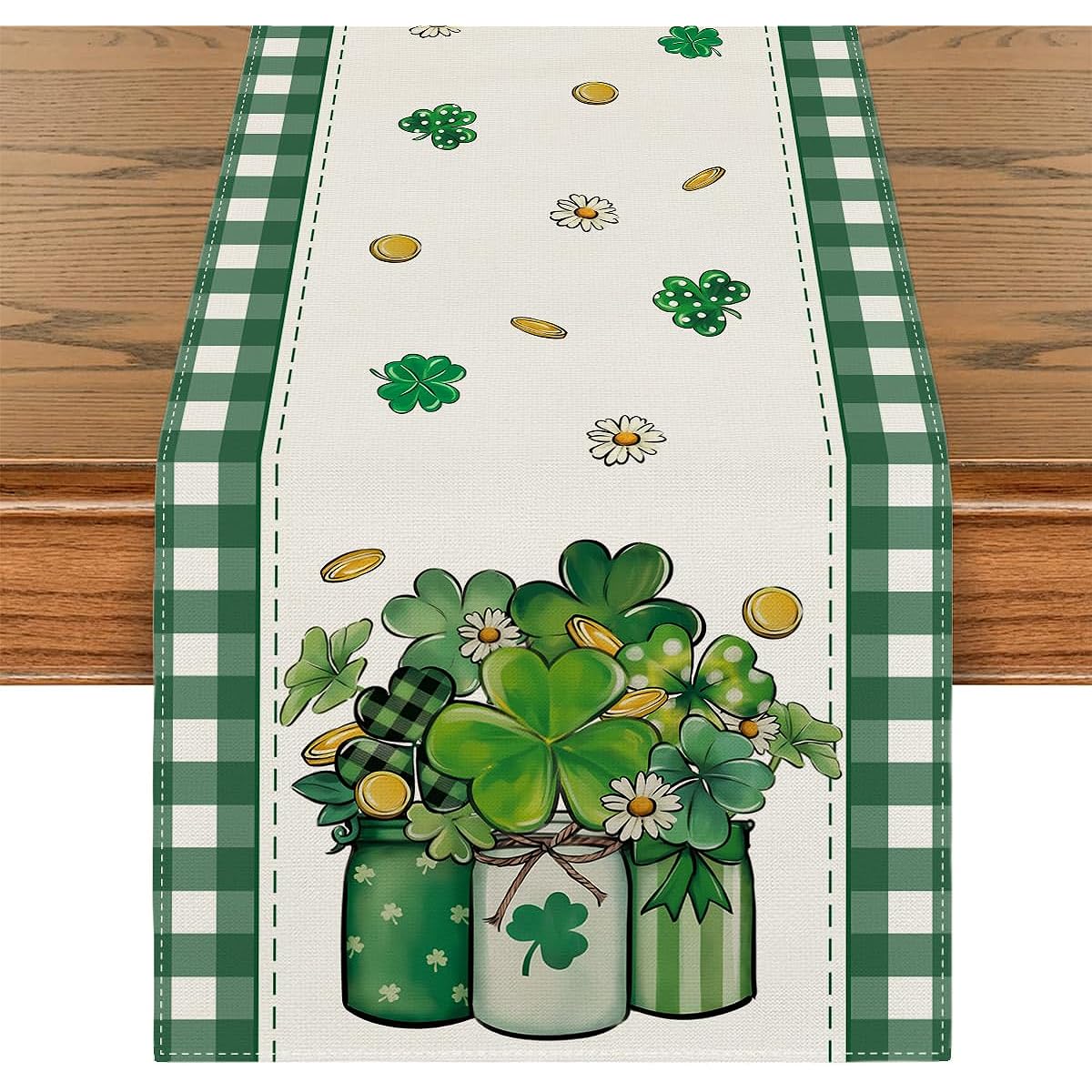 St. Patrick's Day Table Runner, St. Patrick's Day Tablecloth, Irish Shamrock Decor, St. Patrick's Day Decorations for Home Table