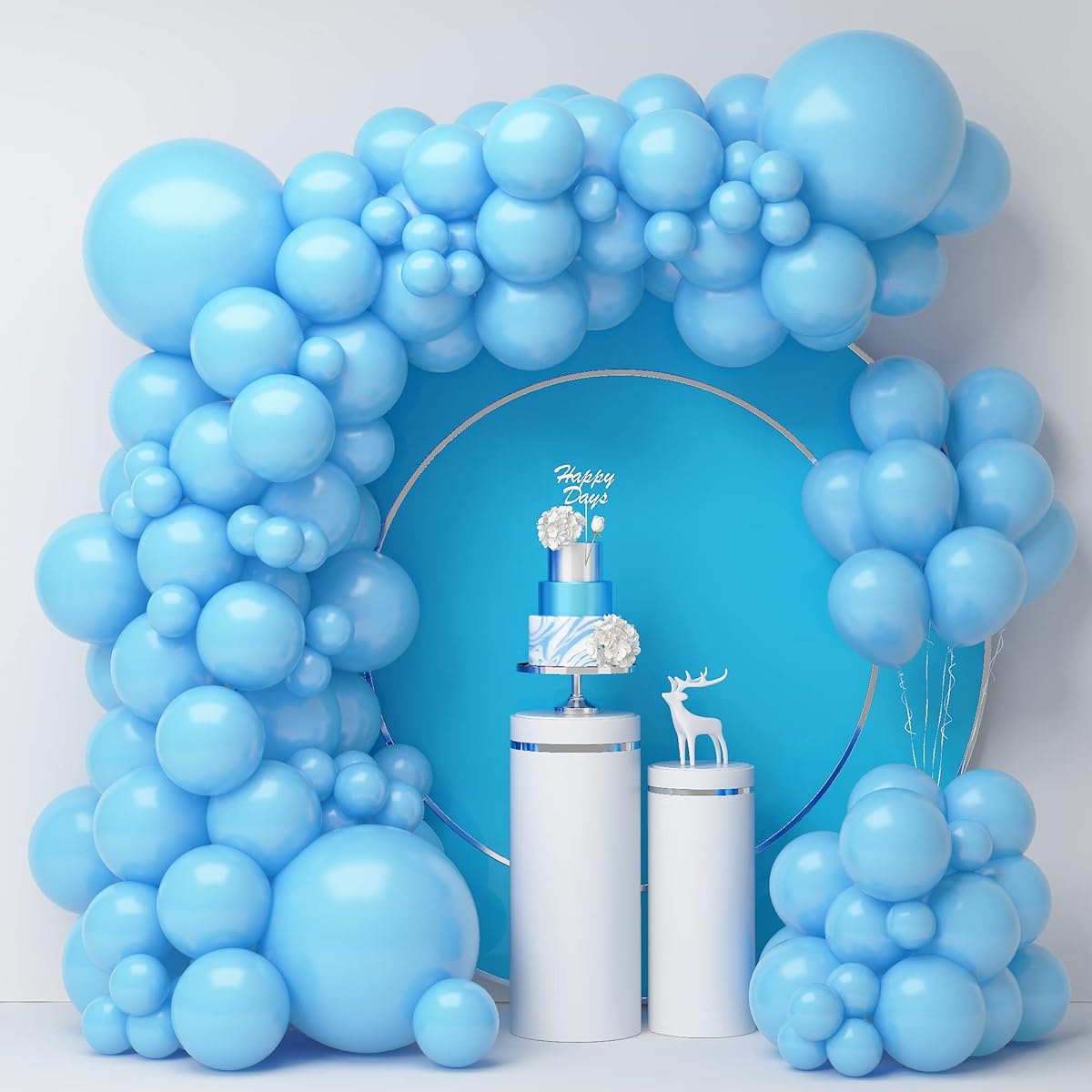 Light Blue Balloons 123 Balloons Different Size 18" 12" 10" 5" Light Blue Latex Balloons Garland Arch Kit for Birthday Wedding Baby Shower Anniversary Gender Reveal Party Supplies