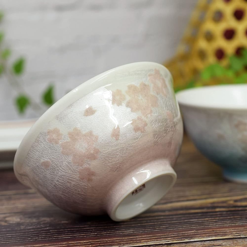 Couple's Tea Bowl, Stylish Tableware, Kutani Ware, Pair, Rice Bowl, Ginsai Sakura, Ceramic Tea Bowl, Brand, Japanese Tableware, Made in Japan