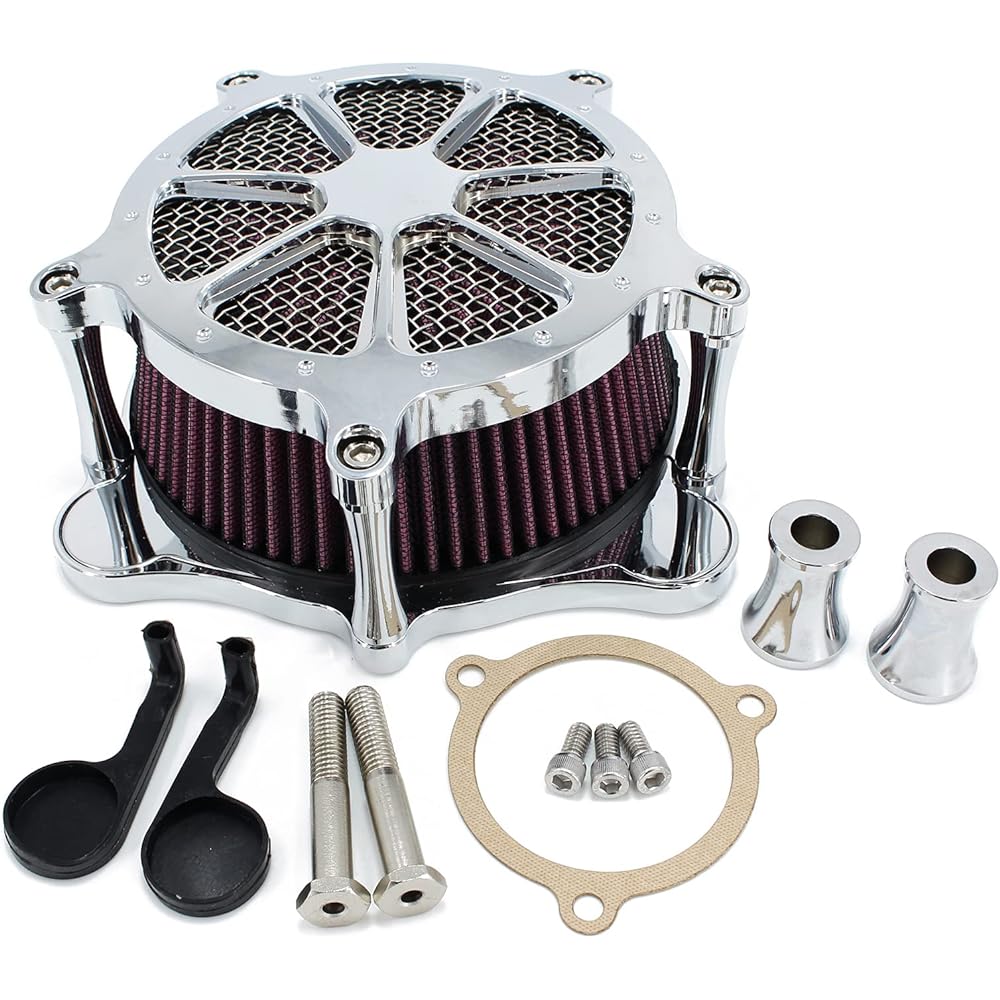 Motorcycle Air Cleaner Filter Intake System Kit Chrome CNC Harley Touring 2008-2016 Road King Electra Street Glide Road Glide Softail Dyna FXDLS 2017