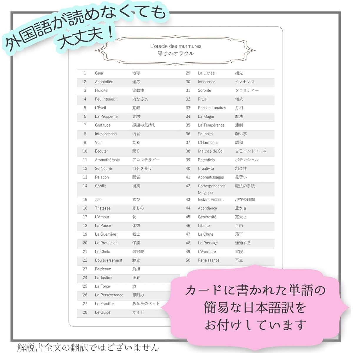 [Genuine] Boxed Whispering Oracle [With Japanese list of meanings of oracle cards] Tarot fortune telling