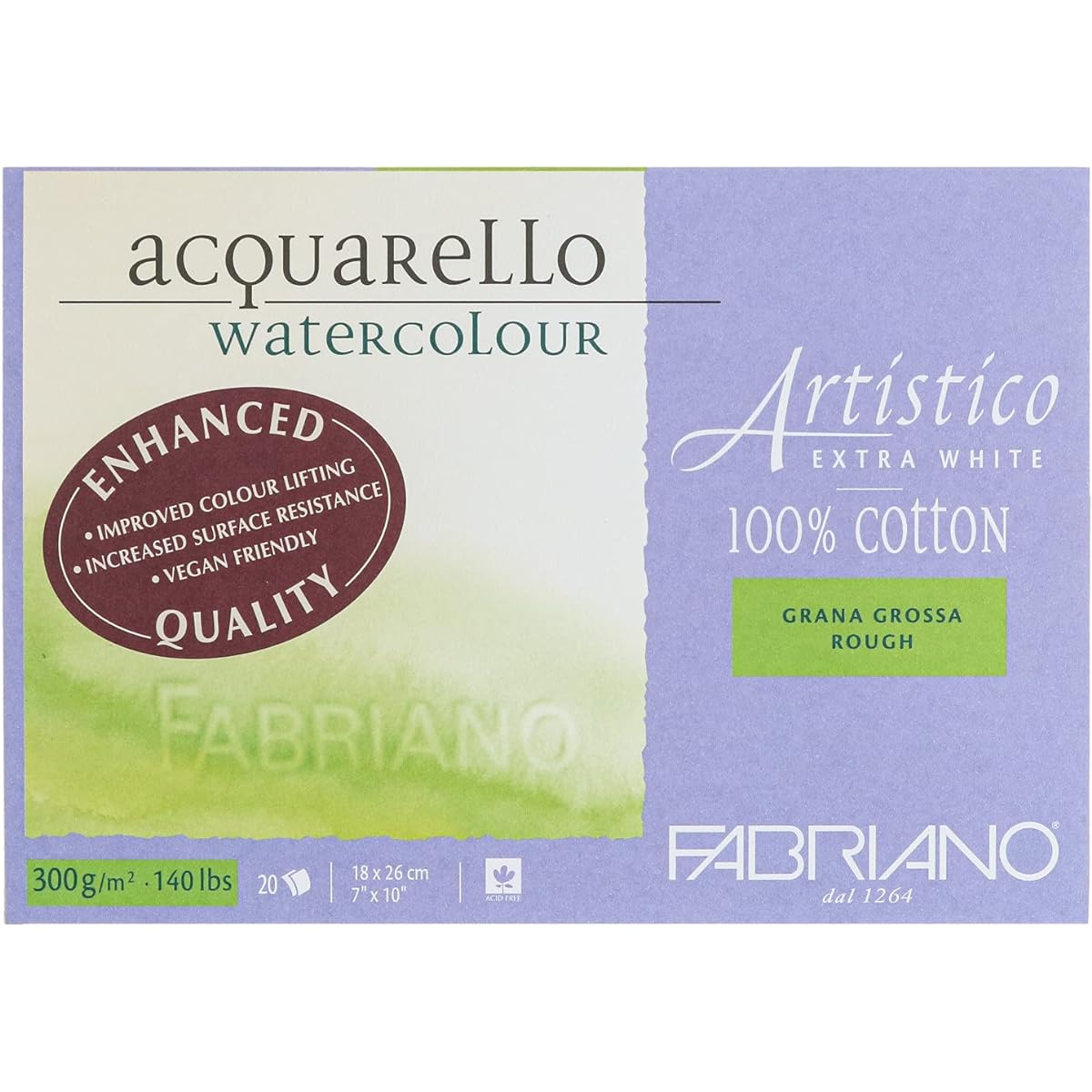 Fabriano Artistico Watercolor Block 7 x 10 inches, Extra White