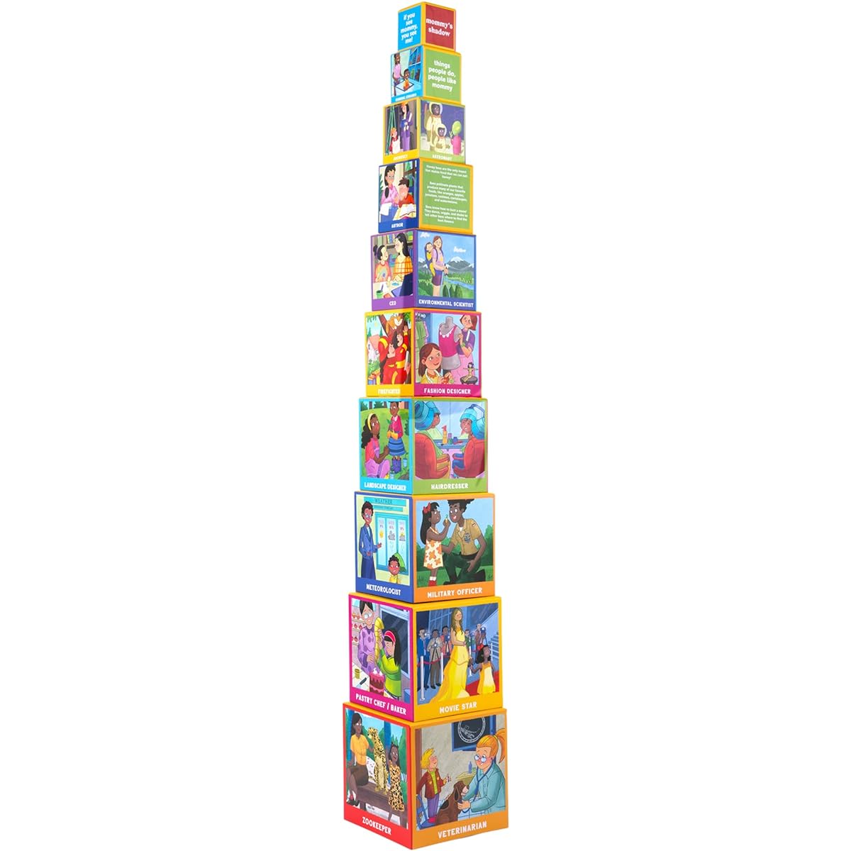 Upbounders - Inspiring Careers: Mom's Shadow Conversation Starter Cube Stacking and Nesting Game - Fine Motor Skills Toy, Ages 2+