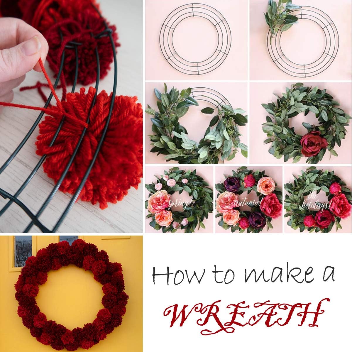 Wire Wreath Frames, 20 Inch Metal Wreath Forms Wreath Rings for Crafts DIY Front Door Wreaths Christmas New Year Wreath Valentine Wedding Garden Home Party Decorations, Pack of 8 with 38 Yards Paddle Wire