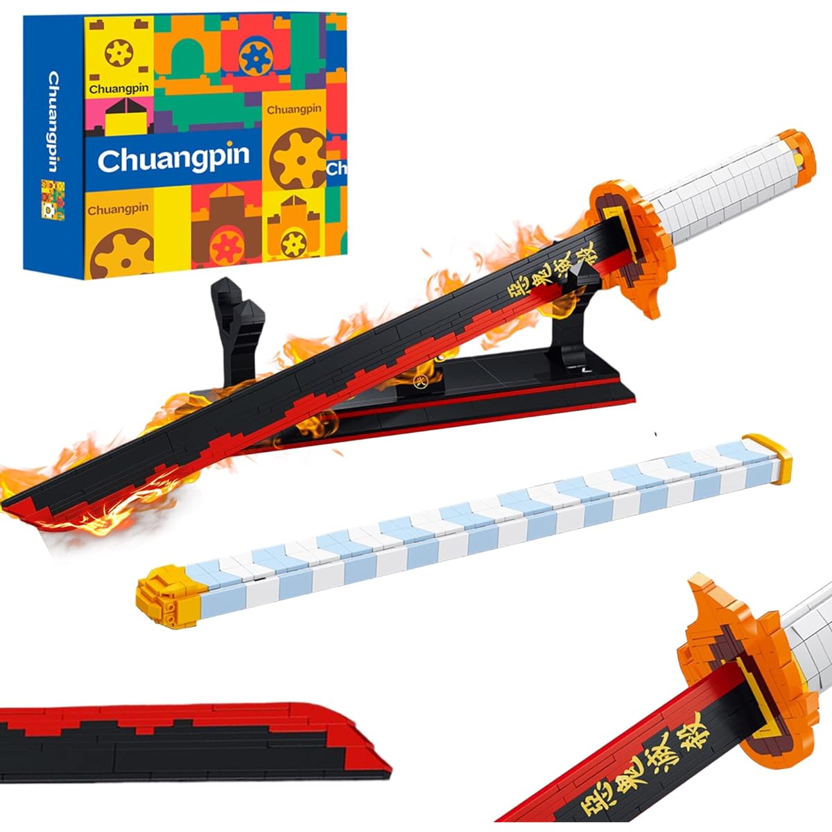 Demon Slayer Rengoku Sword Building Kit Compatible with Lego Sets for Adults 27" Cosplay Anime Katana Samurai Sword Toys for Kids Gifts 790 Pieces