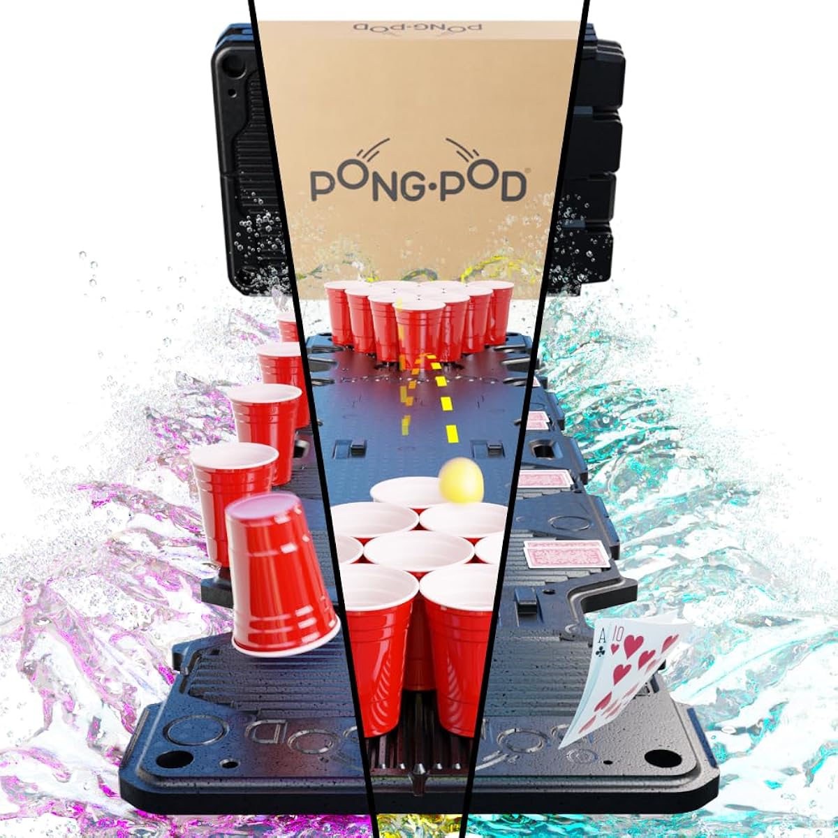 PONG POD Floating Game Table Cup Pong Flip Cup Card Game Pong Pod 6ft (3 Panels)