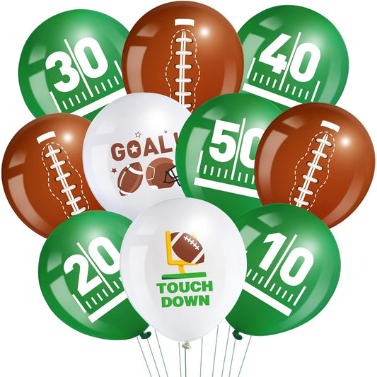 45pcs Football Balloons,Sport Latex Balloons,Football Party Balloons,Touchdown,White,Green,Brown Balloons,Game,Sports Birthday Party,Football Theme Decorations