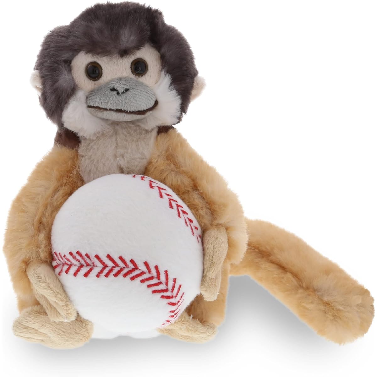 DolliBu Squirrel Monkey Stuffed Animal Baseball Plush Toy - Soft Plush Toy Huggable Squirrel Monkey Adorable Playtime Stuffed Animal Cute Wild Animal Gifts for Kids/Adults - 12.5 Inch