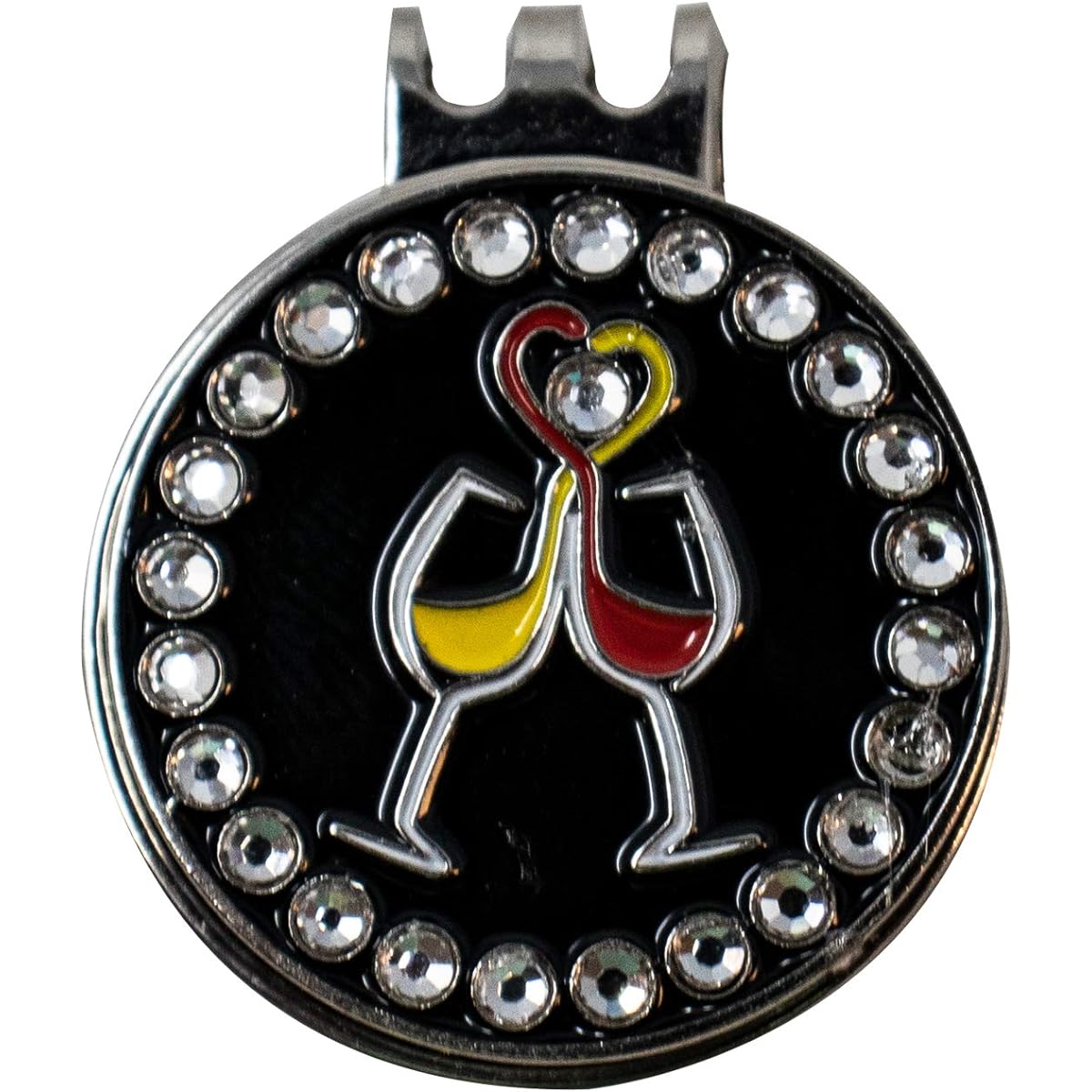 Da Vinci Magnetic Golf Hat Clip with 1" Bling Metal Golf Ball Marker Wine Love Shamrock