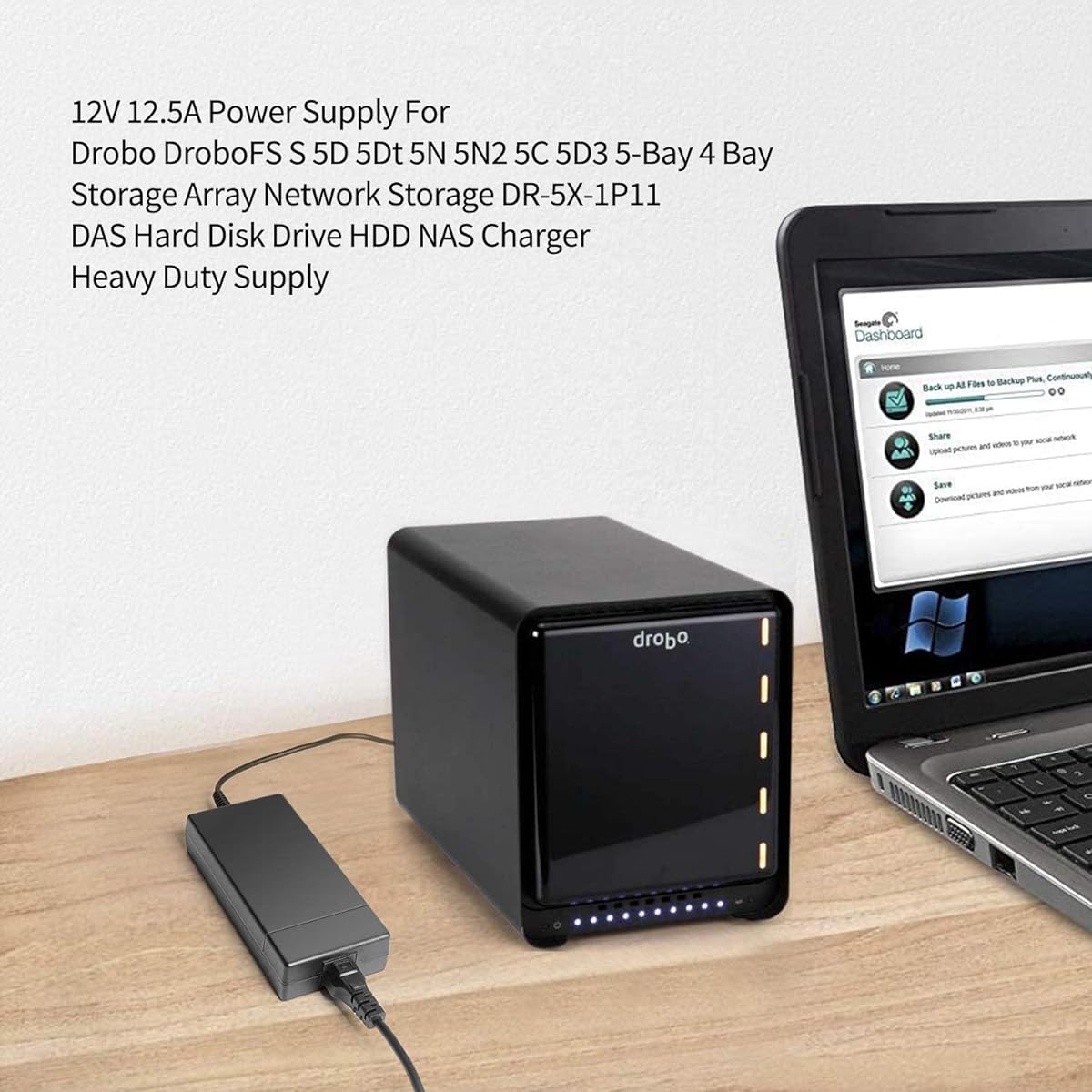 TAIFU Drobo Power Supply AC Adapter Charger 12V 150W Drobo DroboFS S 5D 5Dt 5N 5N2 5C 5D3 5-Bay 4-Bay Storage Array Network Storage DR-5X-1P11 DAS Hard Disk Drive HDD NAS Charger Heavy Duty