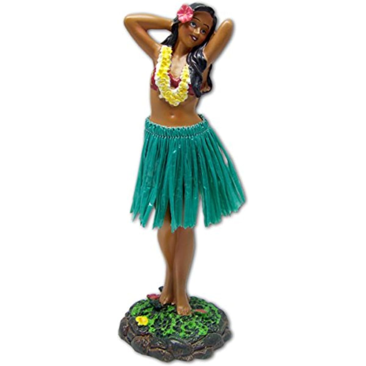Hawaii Hawaiian Goods DASHBOARD HULA DOLL Sweet Leilani Dashboard Hula Doll Hula Girl Posing Green Skirt