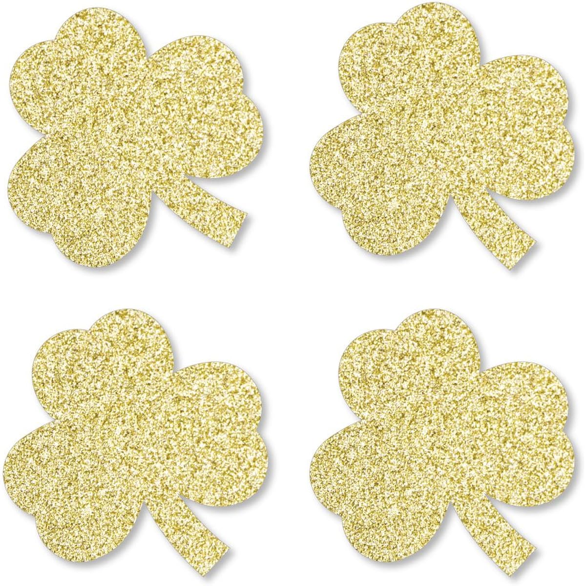 Gold Glitter Shamrocks - Smudge-Free Real Gold Glitter Cut - St. Patrick's Day Party Confetti - Set of 24