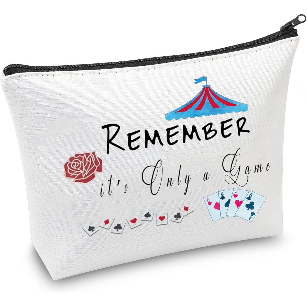 CMNIM Caraval Book Merchandise Circus Games Bookish Makeup Pouch Remember Its Only a Game for Caraval Series Book Lover Gift, Circus Games Bookish MB, 25.4*17.01*6.35cm, for Women.