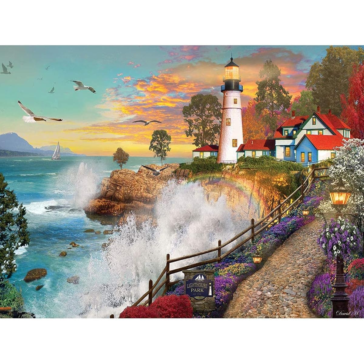 Bits and Pieces - 300 Piece Jigsaw Puzzle for Adults 18" x 24" - Lighthouse Park - 300 Pieces by Artist David Maclean