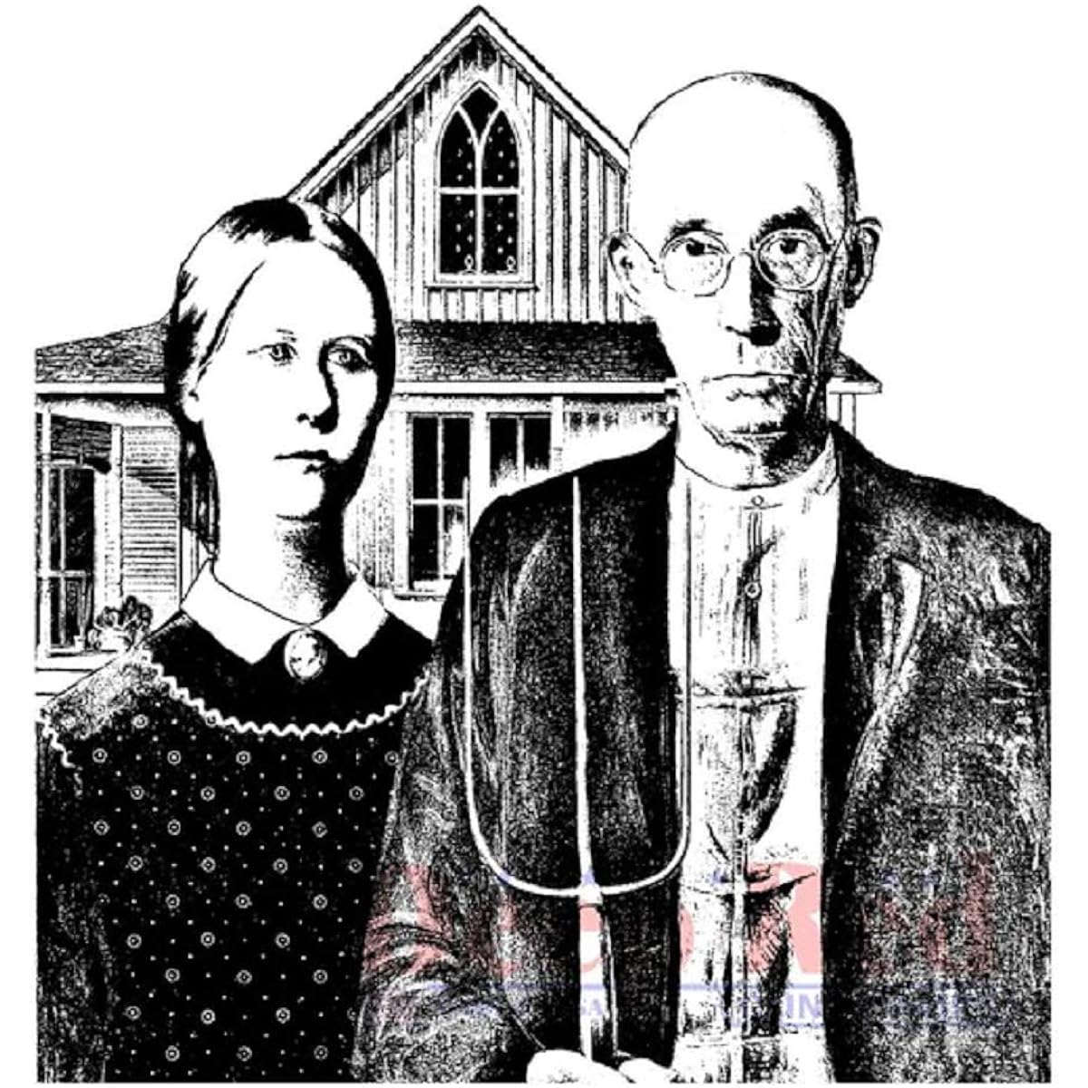 Deep Red Cling Stamp 3"X3.1"-American Gothic
