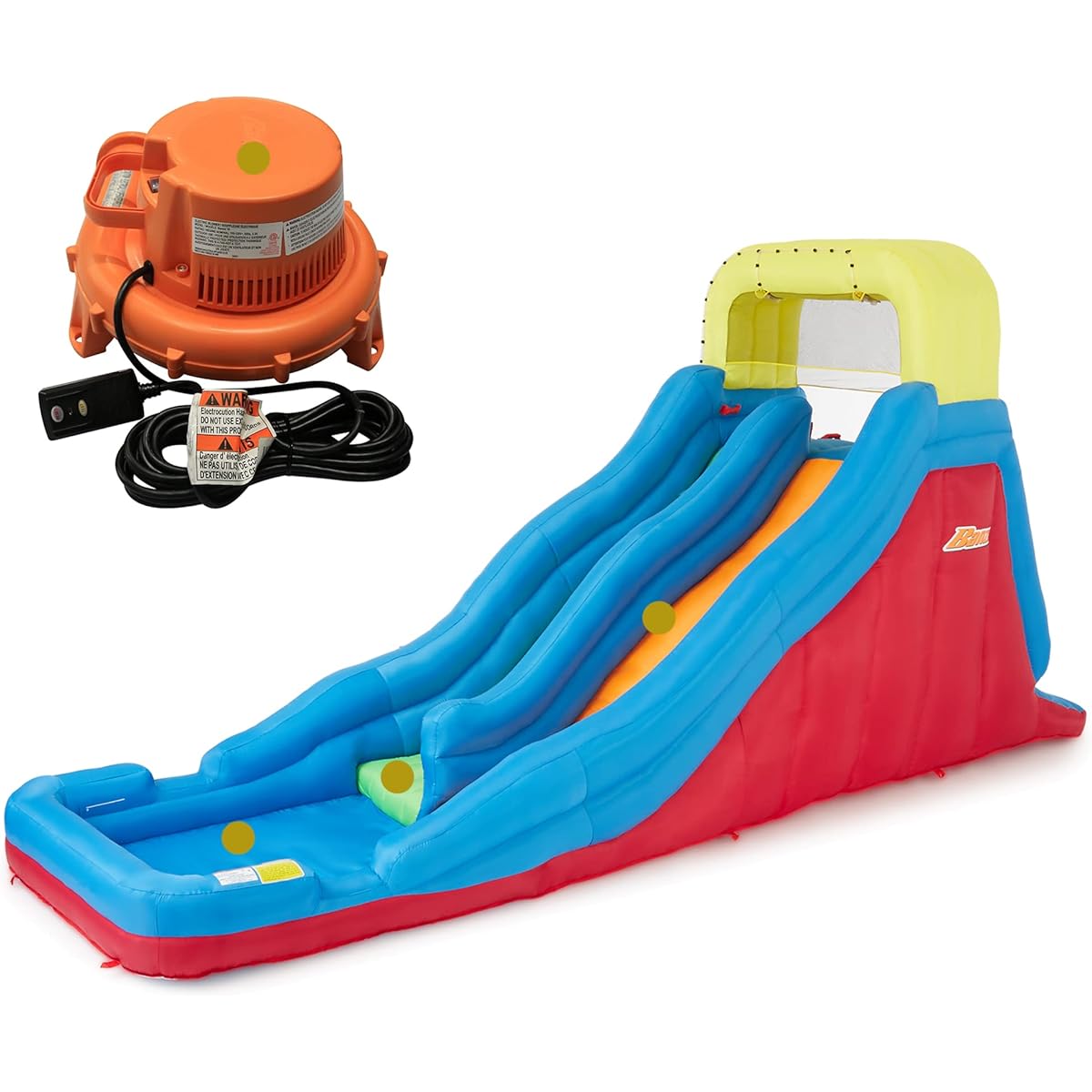 BANZAI Double Drop Raceway Length: 21ft Width: 6ft Height: 10ft Inflatable Outdoor Backyard Water Slide Bounce Climbing Toy
