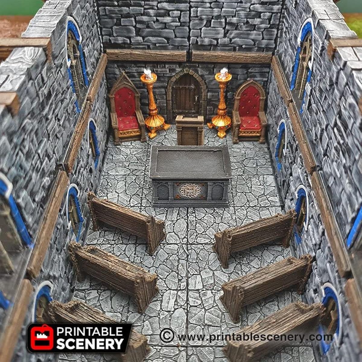 3DEGOS Church Chapel Chatur Furniture Set DND Terrain 28mm Dungeons & Dragons D&D Pathfinder Warhammer 40K RPG Miniatures Age of Sigmar Tabletop D&D Dungeons & Dragons Gifts
