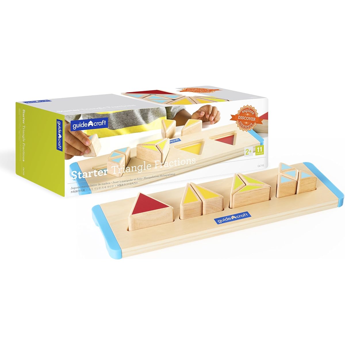 Guidecraft Starter Fractions - Early STEM Skills Wooden Puzzle Toddler Kids Educational Toy Shape Sorter