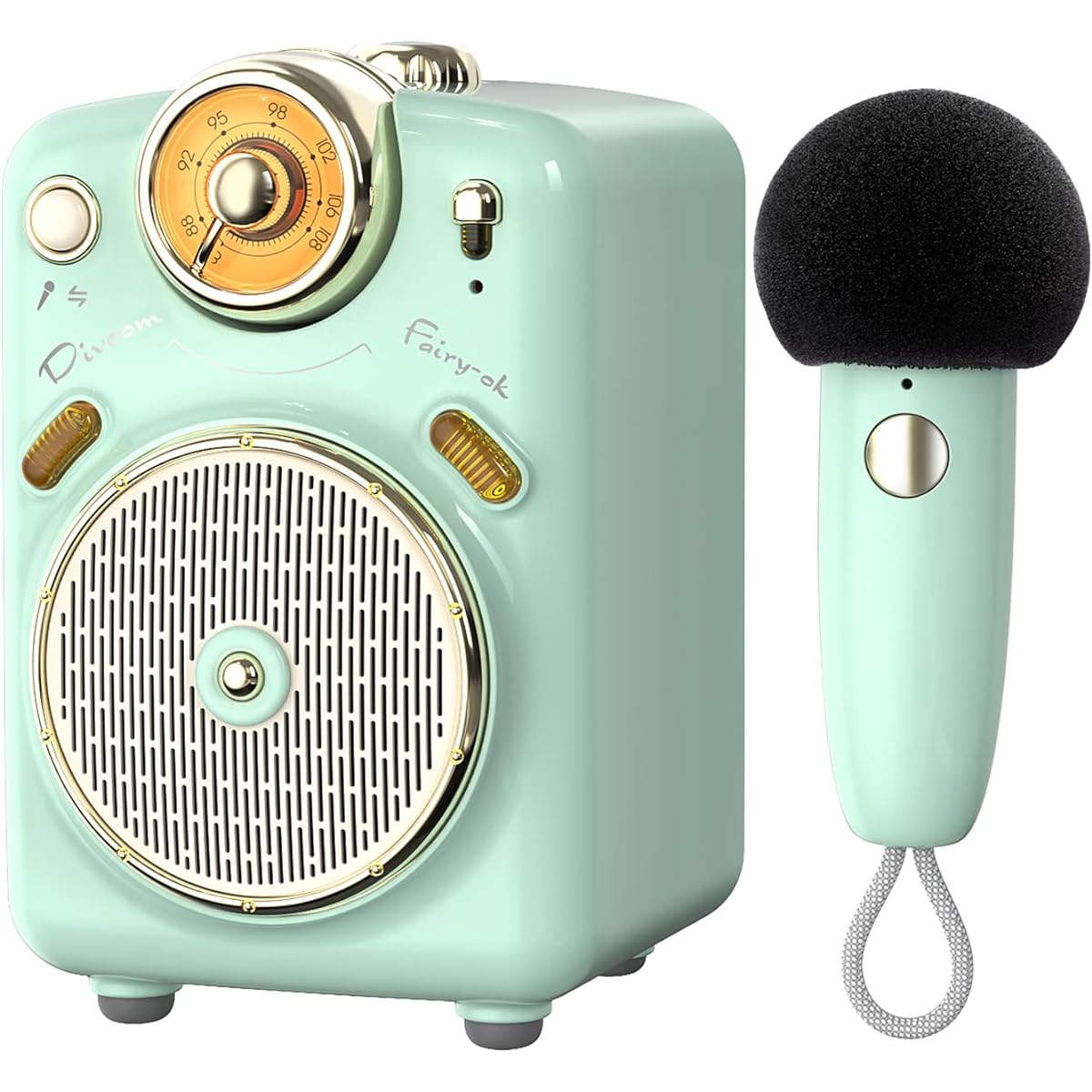 Cute Speaker with Microphone, with 7 Different Sound Modes for Singing or Speaking, Karaoke Machine for Girls, Boys, Family Party, Presentation, Training, Outdoor (Green)