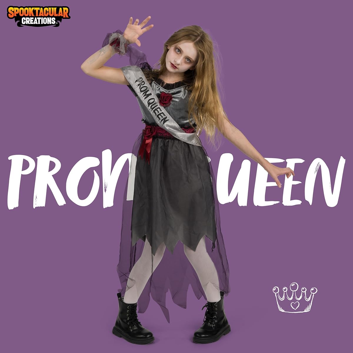 Spooktacular Creations Kids Girls Dark Prom Queen Costume Bad Girl Zombie Prom Queen Costume for Kids Girls Halloween