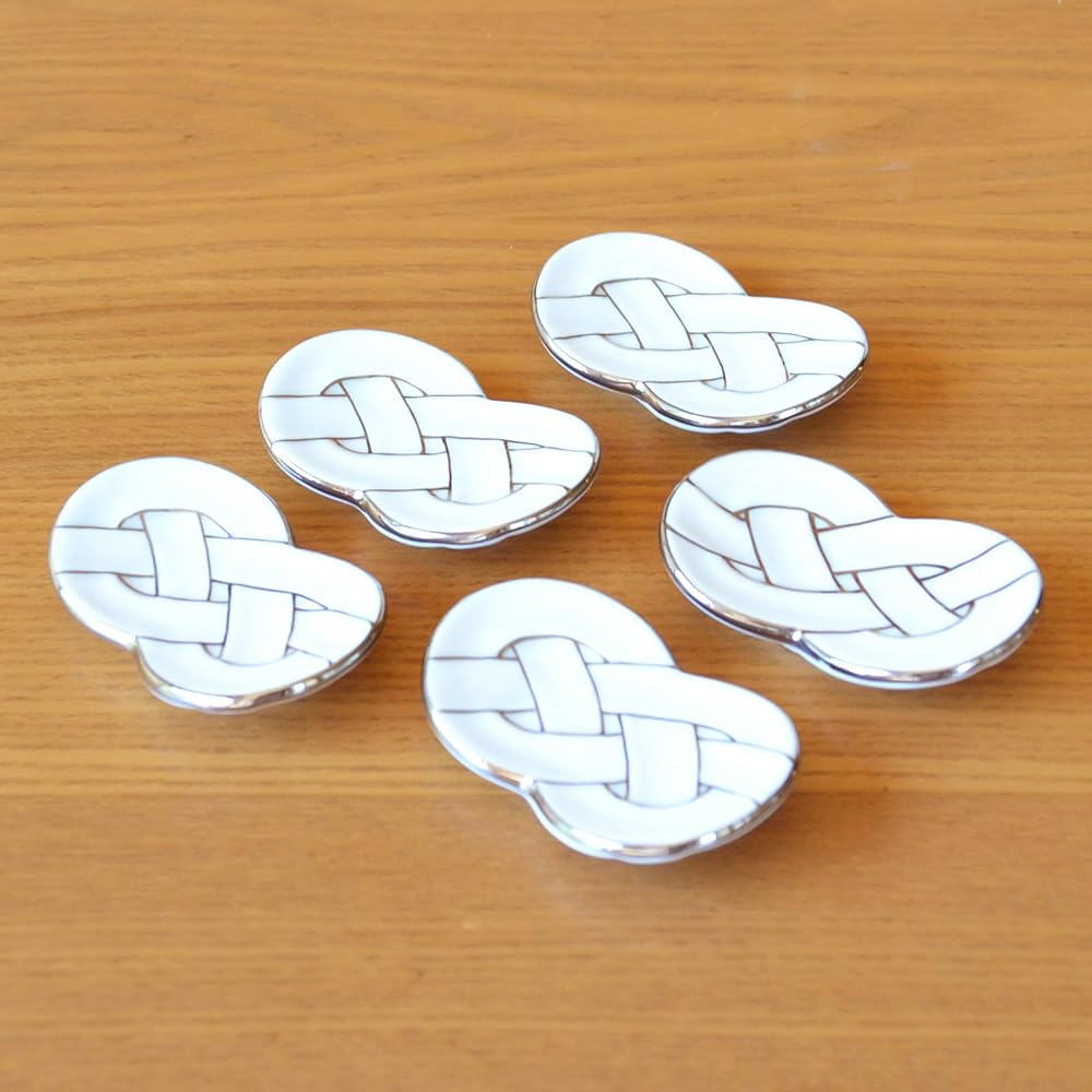 Chopstick rest set of 5 New Year fashionable cute Arita ware celebratory knot silver