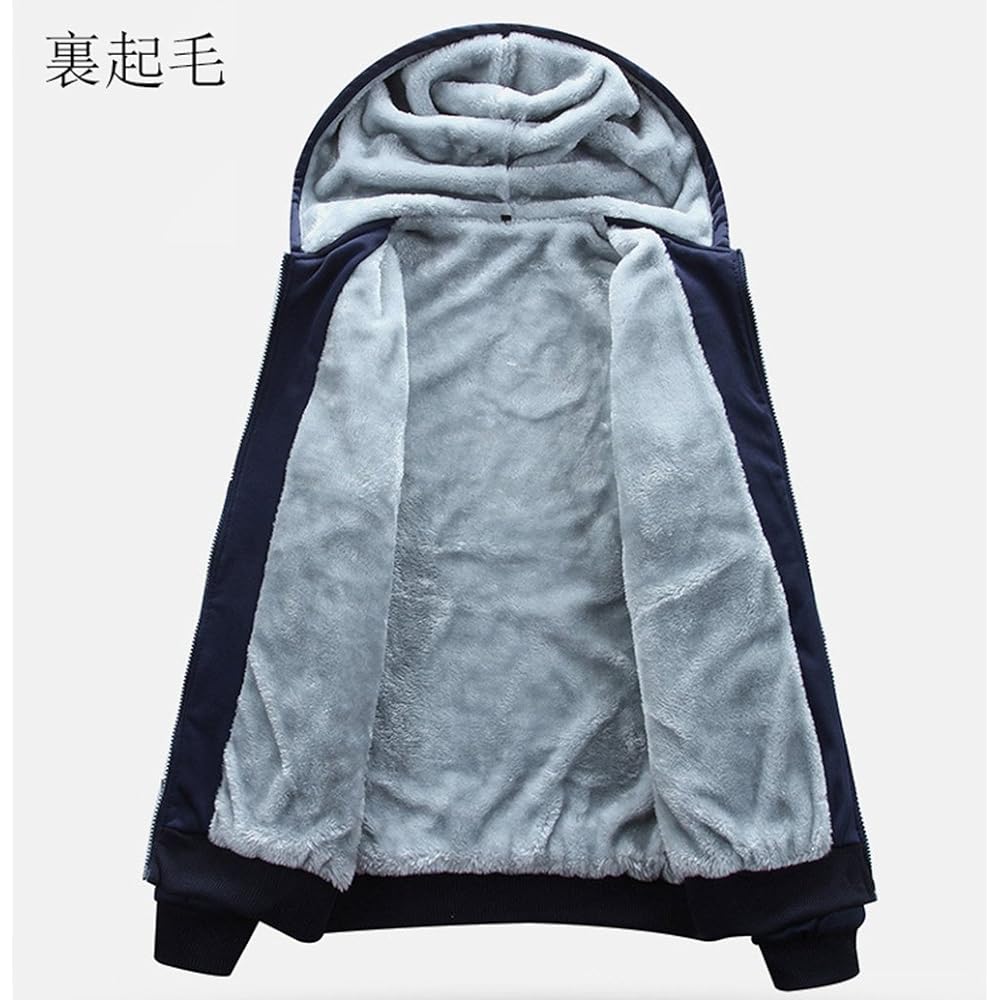 Phoenix's Shop Fashionable Stylish Sweatshirts Brushed Lining Zip Up Top and Bottom Set Long Sleeve Parka Setup Jersey Sweat Sportswear Large Size Hooded Thick Autumn/Winter
