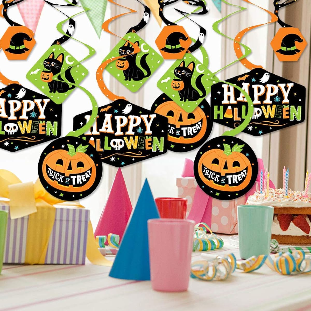 Big Dot of Happiness Jack O'Lantern Halloween for Kids Halloween Party Decorations Swirls Set of 40