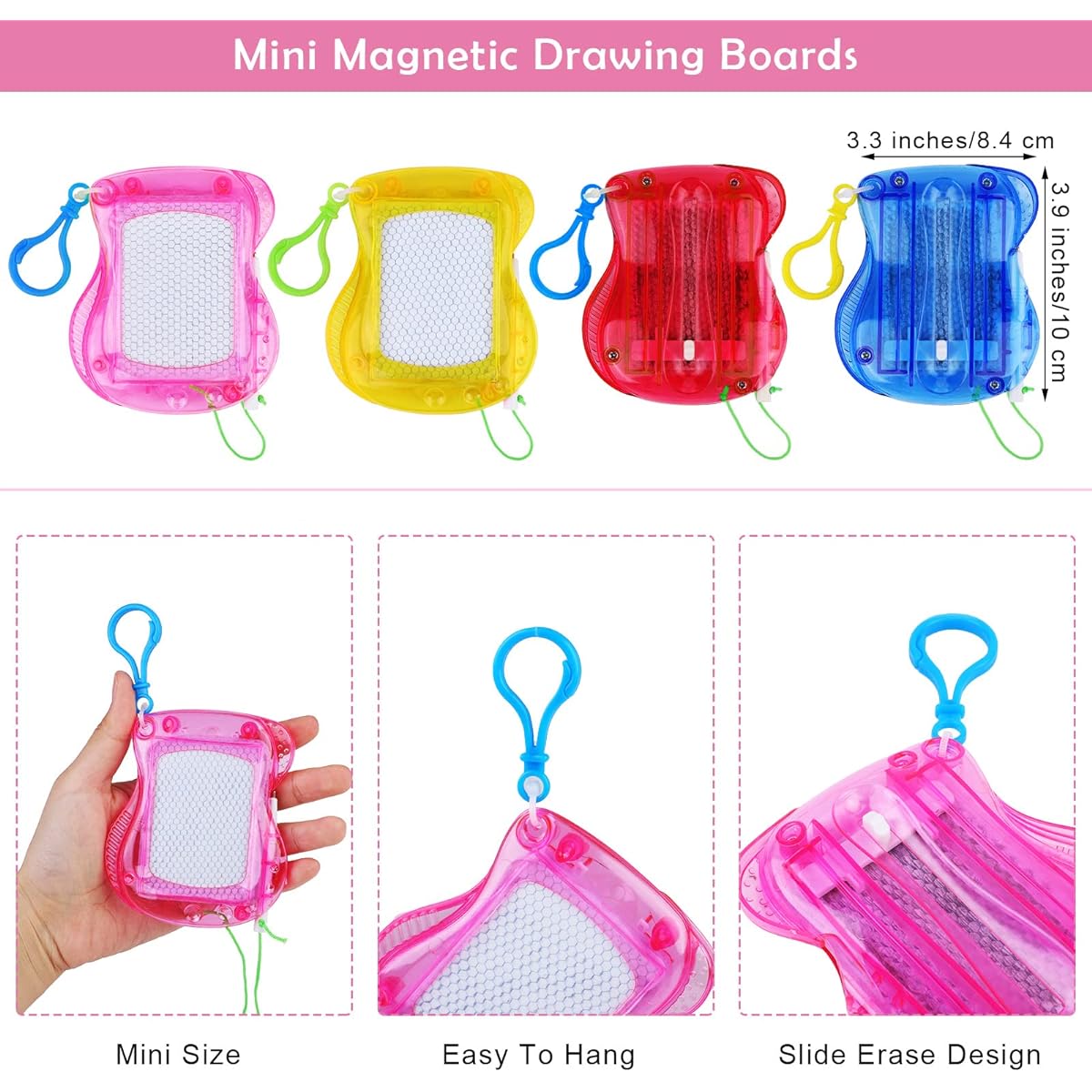 ELCOHO Mini Magnetic Drawing Board Keychain Magnetic Doodle Board Erasable Doodle Paint Sketch Tablet Writing Pad Education Learning Travel Party Supplies Multicolor 12pcs