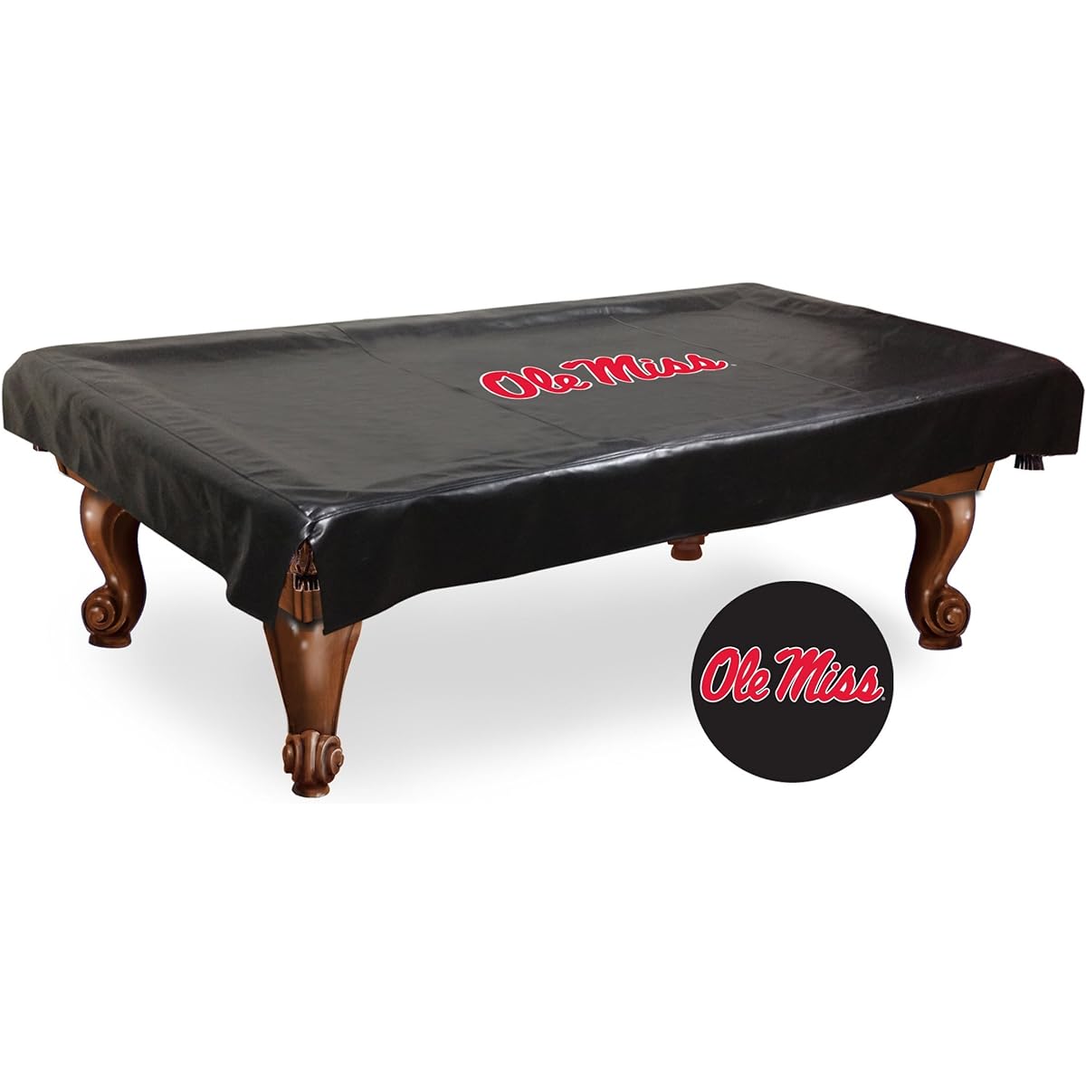 Ole Miss Rebels HBS Black Vinyl Billiards Pool Table Cover 88" x 50" x 12"