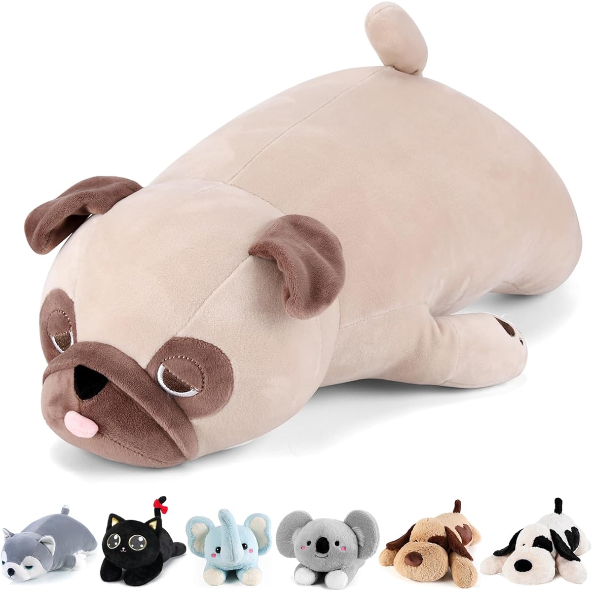 meowtastic Cute Weighted Plush Toy - 30" 5lbs Weighted Pug Stuffed Animal Bulldog Plush Pillow Giant Weighted Plush Toy for Kids Adults (30" 5.5lbs Beige Pug)