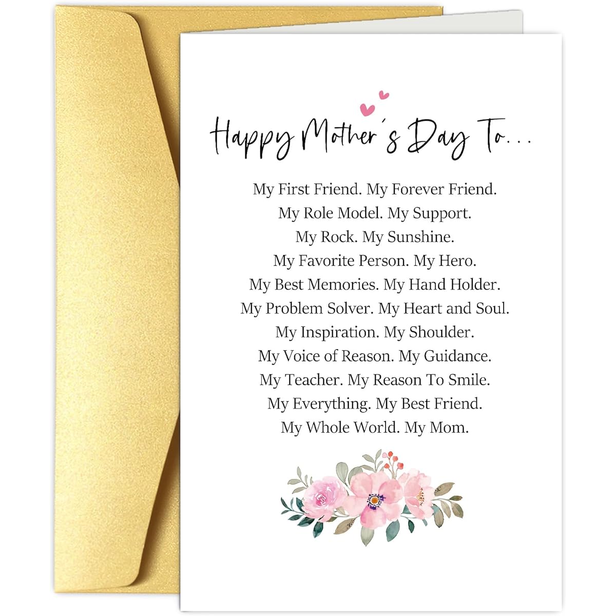 Obbyidk Mother's Day Poetry Card from Daughter Son, Sweet Floral Mother's Day Card for Mom, Happy Mother's Day to My Best Mom.