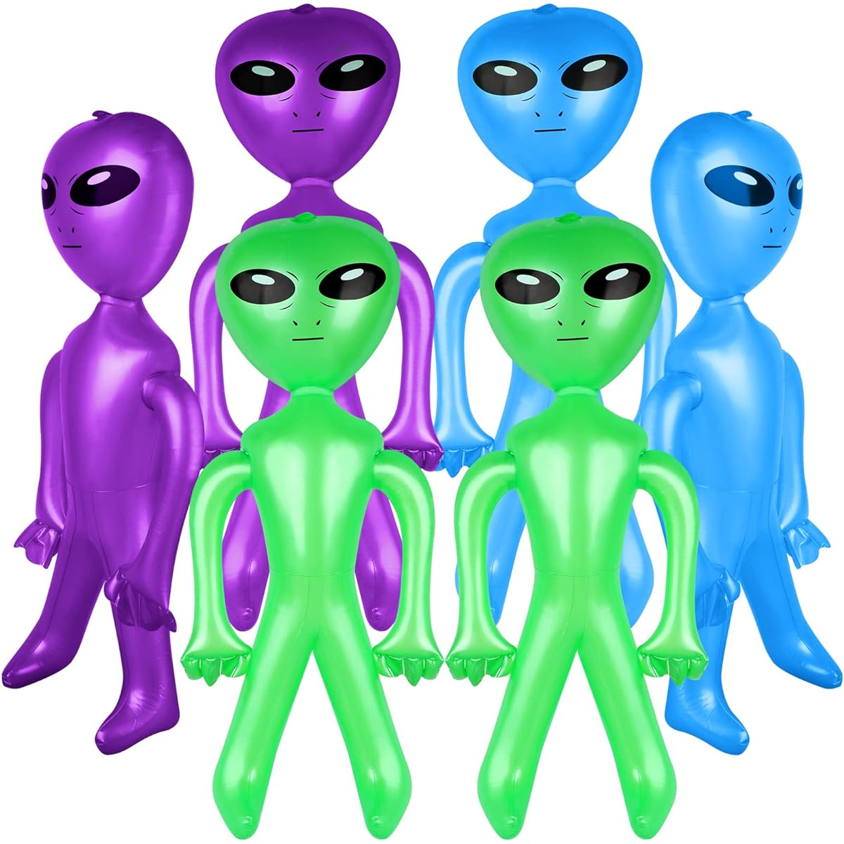 OBANGONG Inflatable Alien, 33.5" Jumbo Alien Inflatable Toys Green Alien Balloons for Alien Theme Party Birthday Halloween Party Decorations, Set of 6