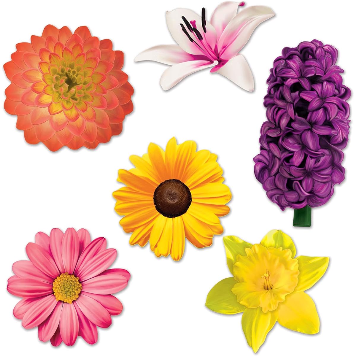 Beistle 53446 Flower Cutouts 12 Pieces 11" - 16.75" Multicolor