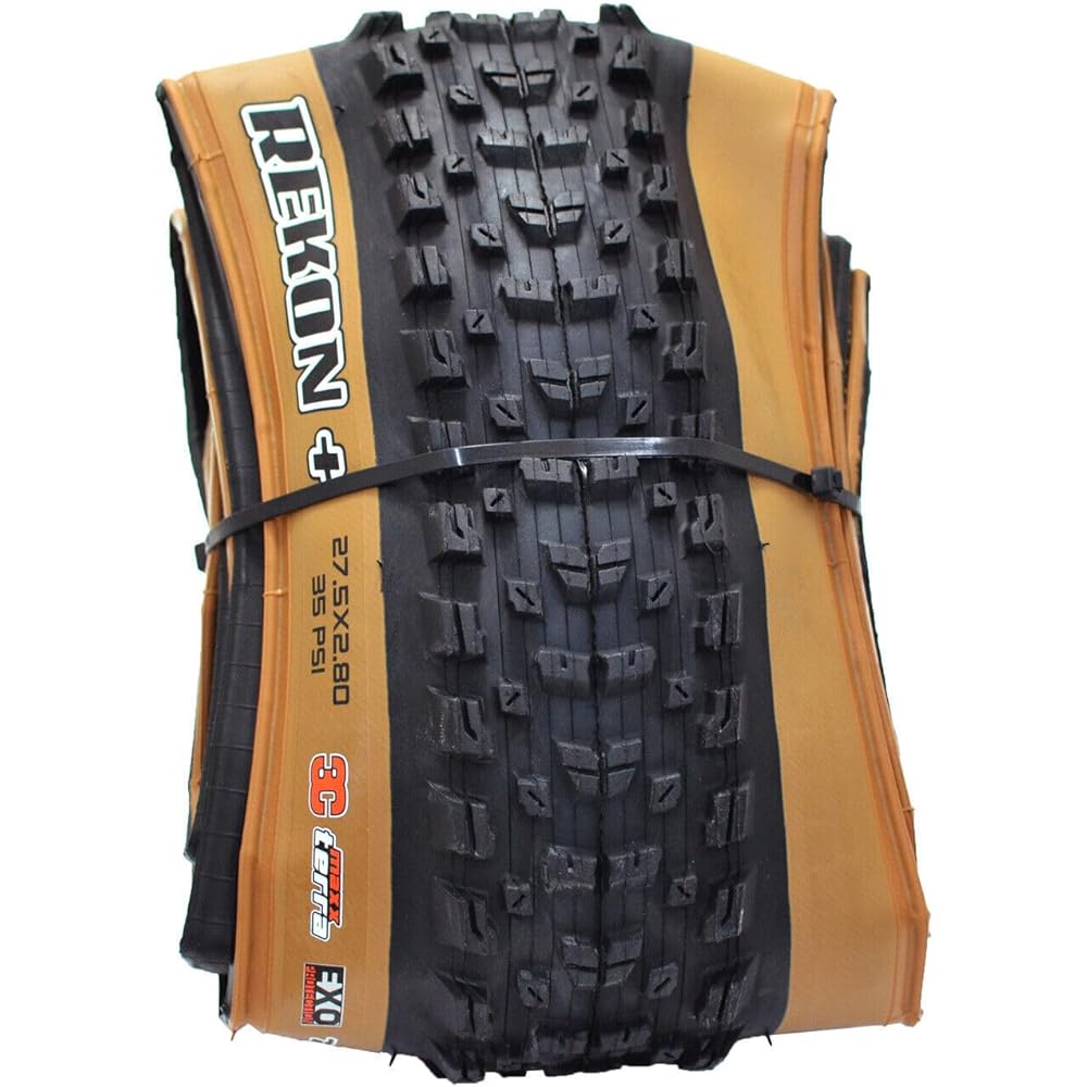 MAXXIS REKON Plus MTB Folding Tire TR EXO 3C MaxxTerra 27.5x2.80" Tire , Tanwall, 2 Tires, MX2810