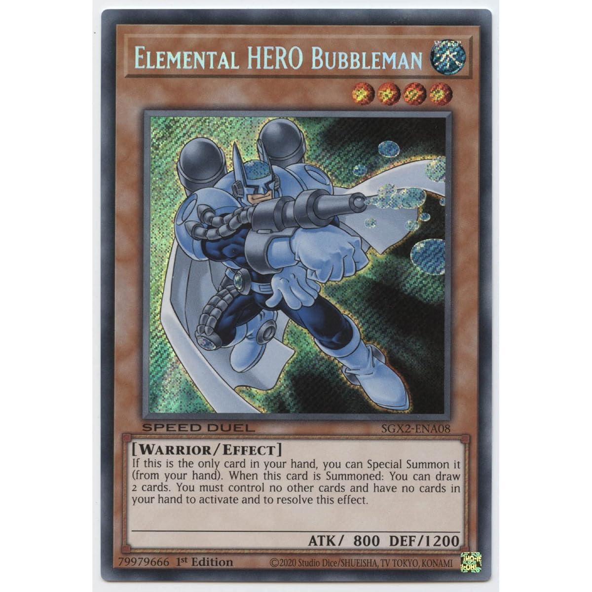 Elemental Hero Bubbleman SGX2-ENA08 Secret Rare First Edition