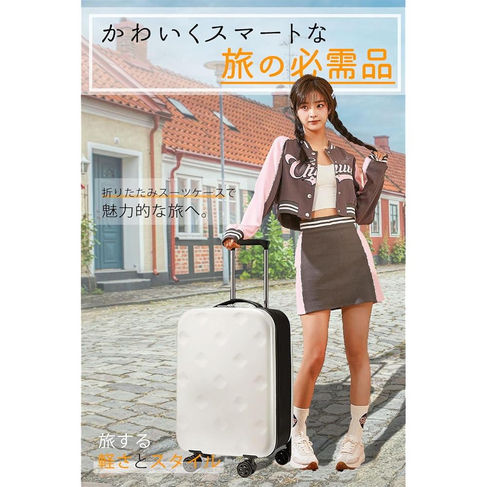 [KENOU] Suitcase Carry Case Foldable 1 Night 2 Days Expandable Carry-on Slim Thin Lightweight Compact Small Travel Travel Business (Green)