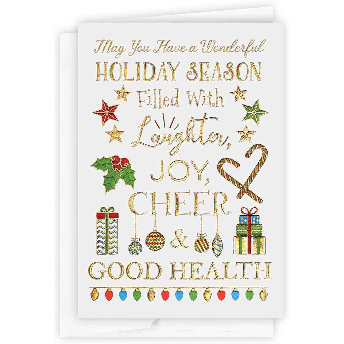 The Gallery Collection - (25) Good Health and Cheer Christmas Cards with Foil Lined Envelopes