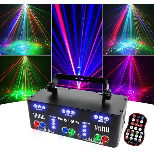 21 Eyes DJ Party Strobe Light RGB UV Disco Party Light Indoor Stage Lighting Effect LED Projector DMX 512 Sound Activated Rave Light with Remote Control for Home Party Karaoke
