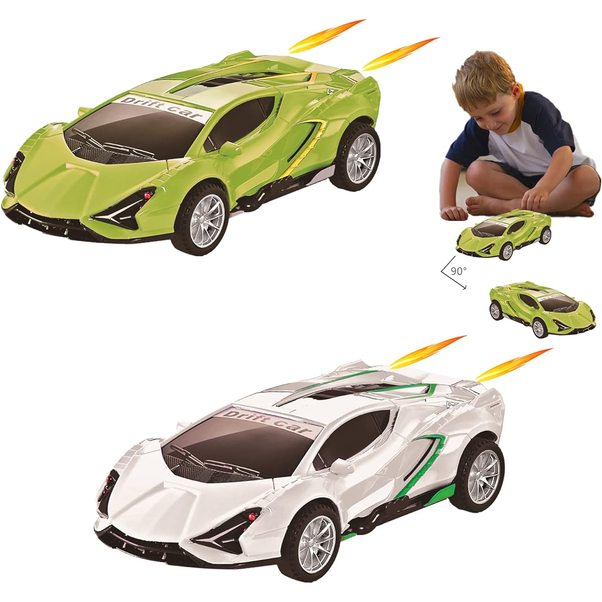 Johehe 2 Pack Race Car Pull Back Push Go Inertial Drift Car Model for Toddlers - Toys for Kids Ages 3+ 4-8 - Perfect Car Toy Set