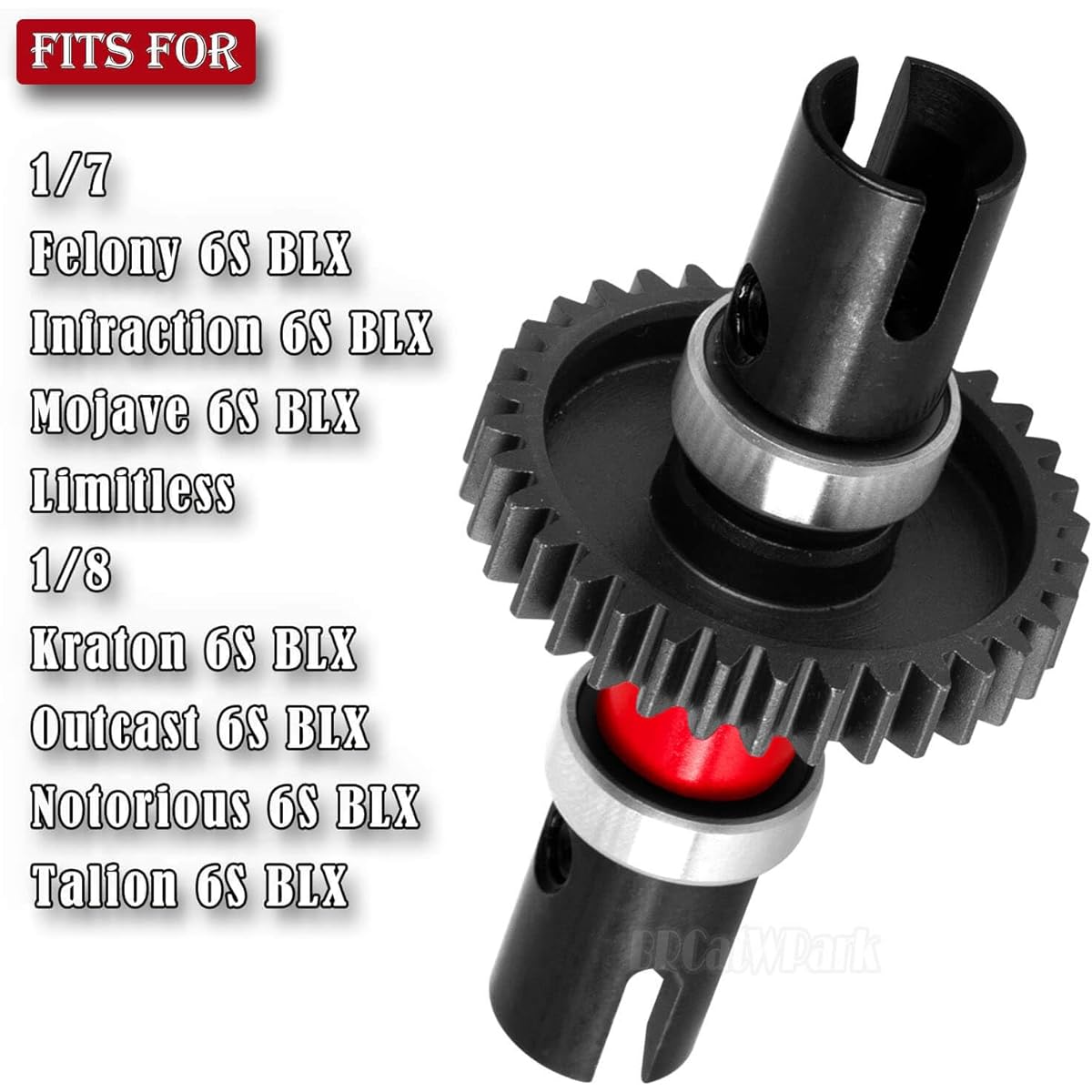 BRCatWPark 34T Center Differential Upgrade Parts for Arrm a 1/7 Felony Violation Limiteres Mojave 6S;1/8 Kraton Outcast Notorious Talion 6s, High Speed 34T Differential Hop-Up, Red