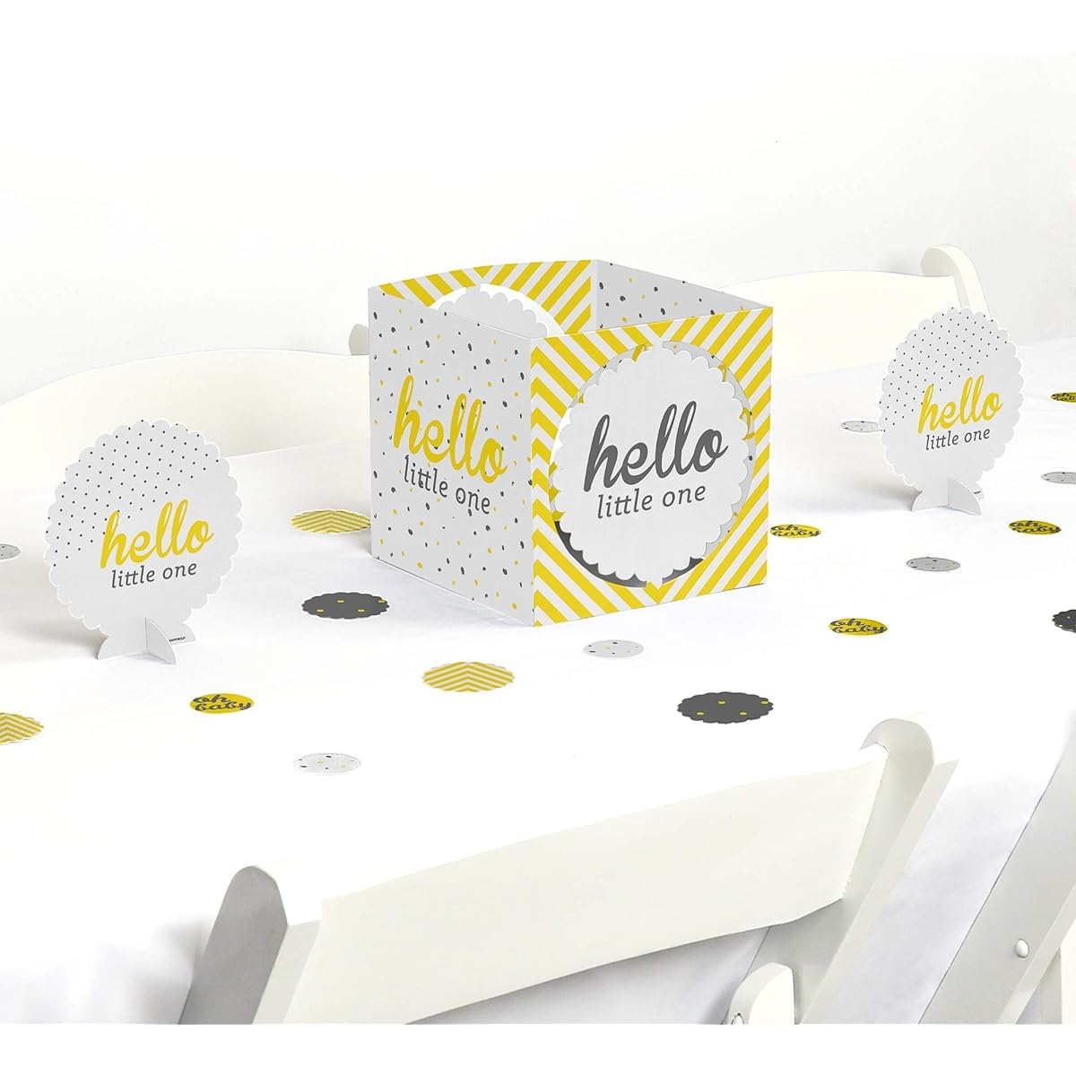 Hello Little One - Yellow and Grey - Neutral Baby Shower Centerpiece & Table Decoration Kit