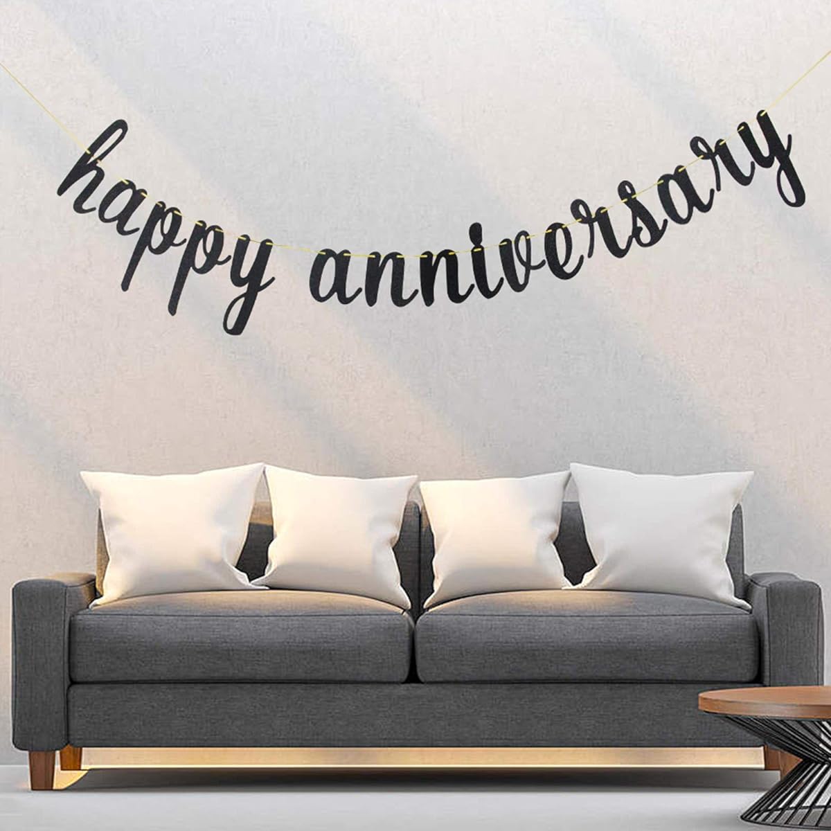 Birthday/Wedding Anniversary Banner Happy Birthday Banner Party Decoration Supplies (Black Glitter)