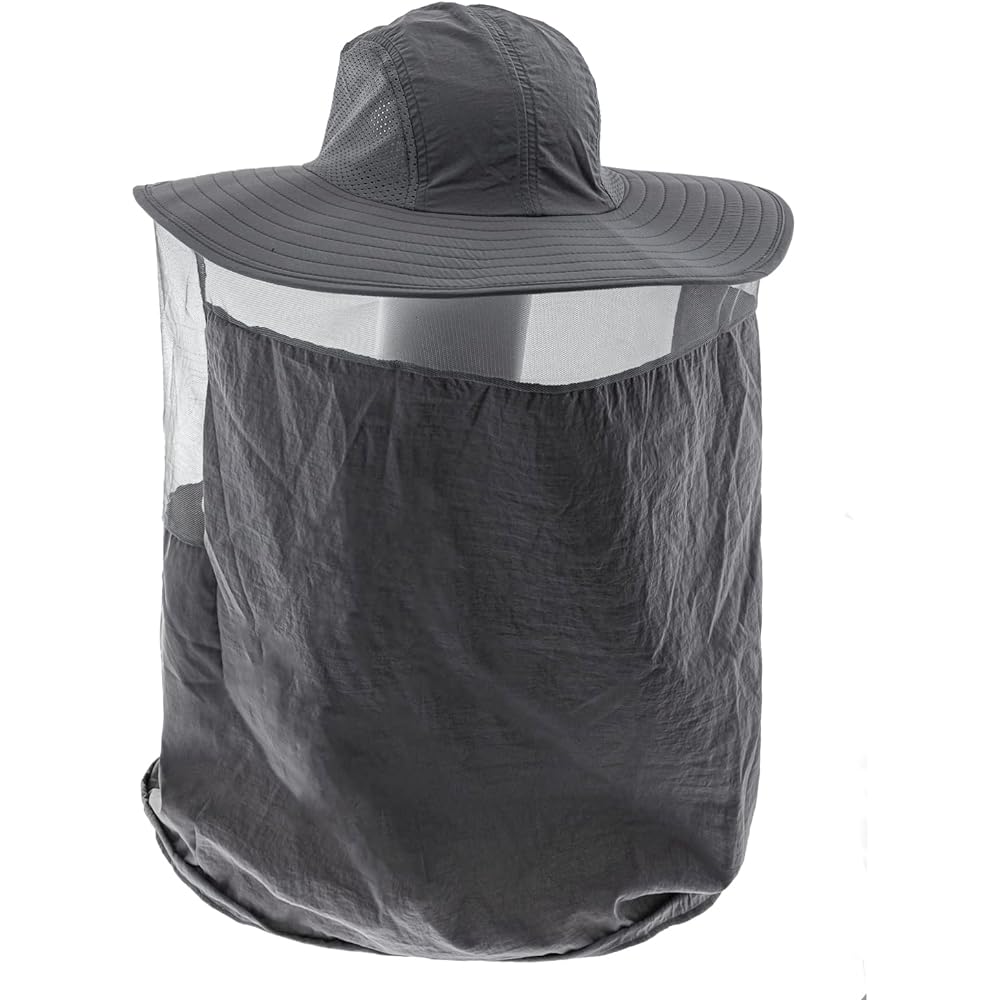 EBISSY Sunshade Hat with Insect Repellent Net [Integrated Insect Repellent Net Neck Cover] UV Protection for Gardening, Farming, Gardening, Outdoors (Gray)