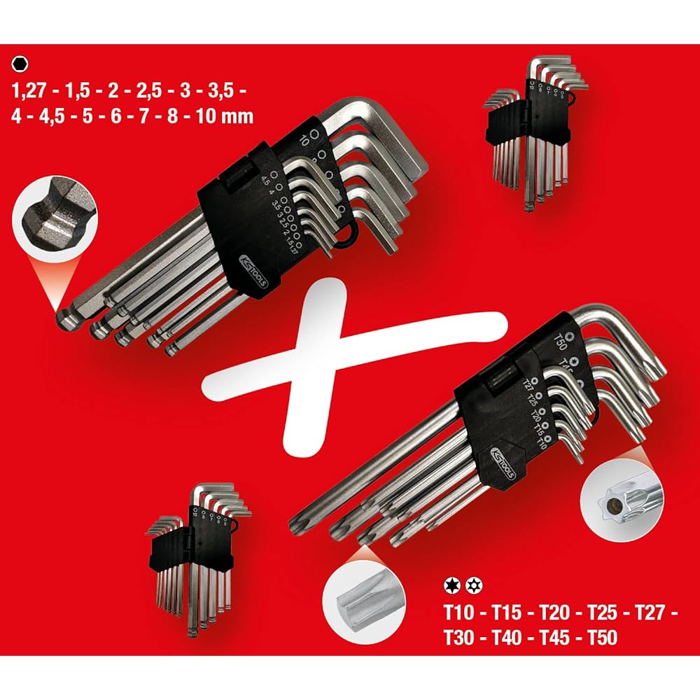 KS Tools Hex Wrench Set Torx with Hexagon Socket 22 Pieces 151.4000