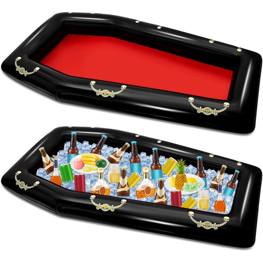 2 Pack 52" Inflatable Coffin Buffet Cooler Beverage Coffin Drink Cooler for 30th Birthday Party, Pool Party, Picnic, BBQ Party, Halloween Party