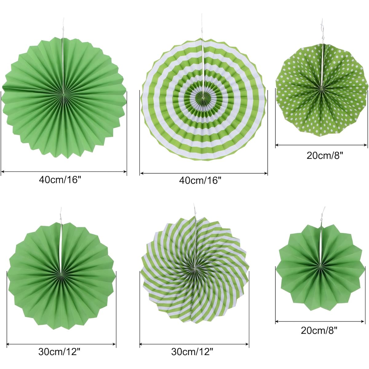 PATIKIL 8"/12"/16" Paper Fans Hanging Decorations, 6 in 1 Set Round Honeycomb Fans for Birthday Wedding Graduation Events Party Green