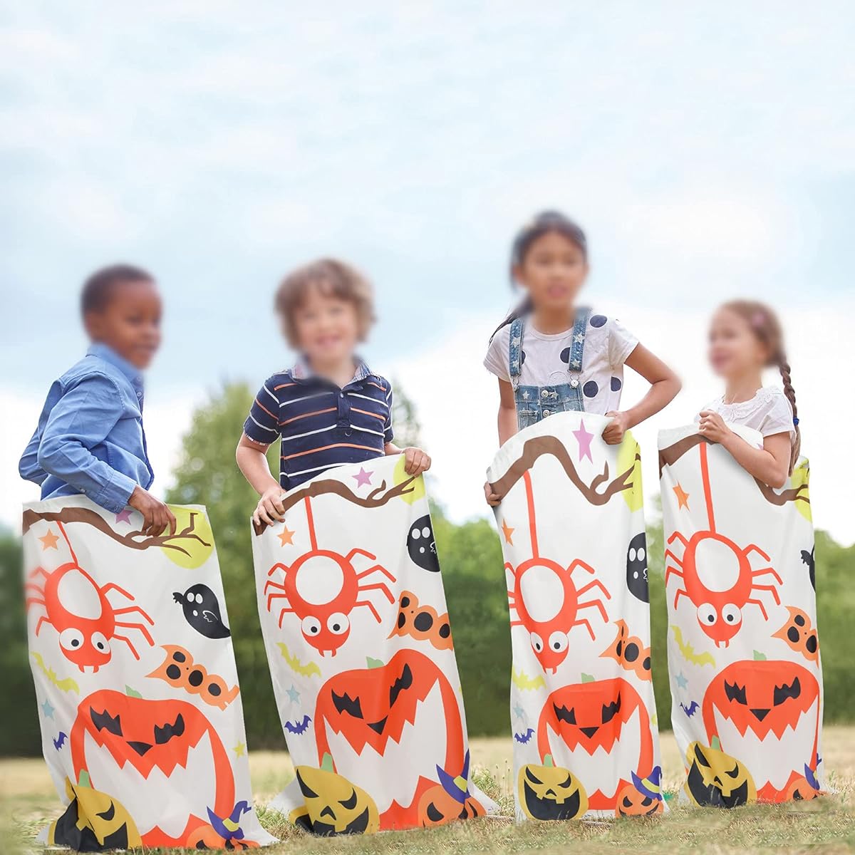 XADP 4 Player 40" x 24" Halloween Potato Sack Lace Bag for Kids and Adult Family Halloween Outdoor Fun Games Outdoor Lawn Games Party Favors Supplies Activities